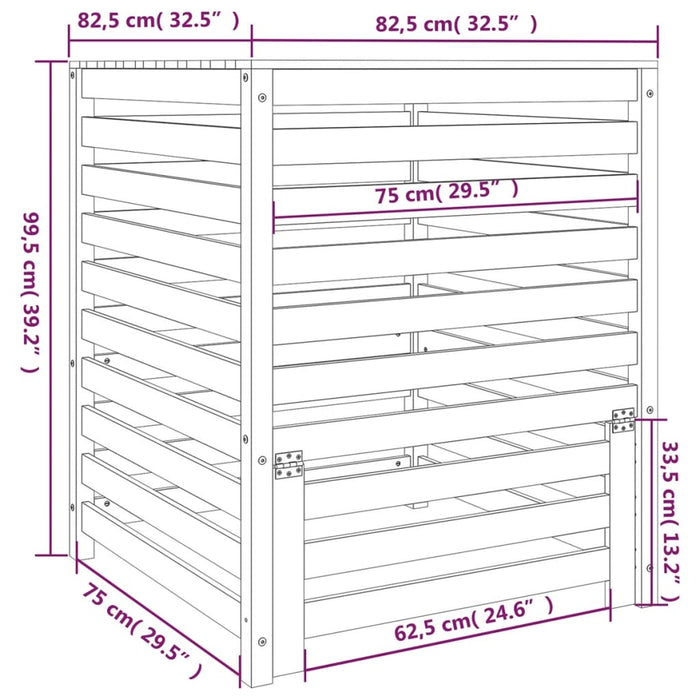 Kompostkasse 82,5x82,5x99,5cm heltre furu