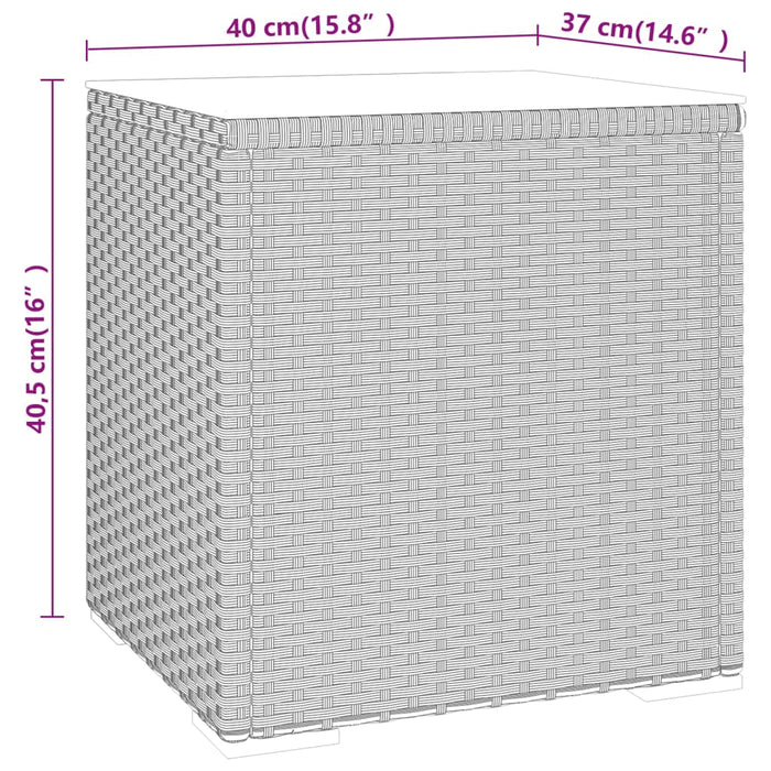 Sidebord svart 40x37x40,5 cm polyrotting og herdet glass