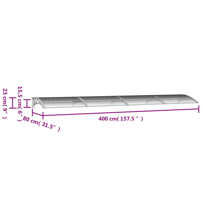 Skjermtak svart 400x75 cm polykarbonat