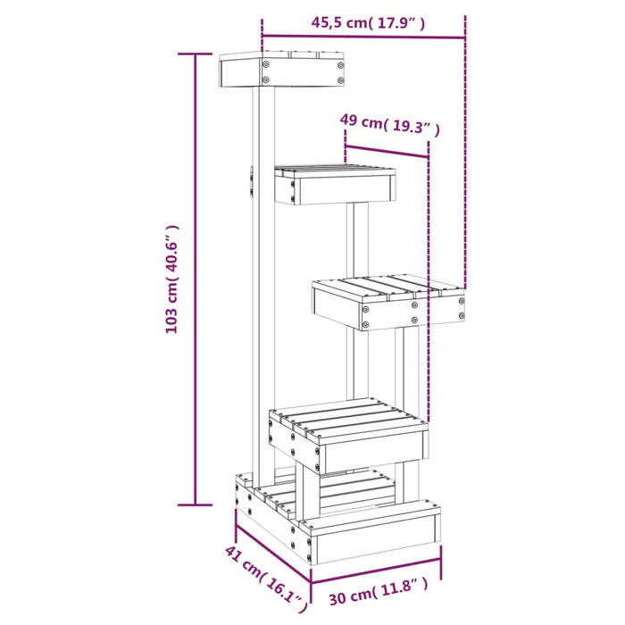 Kattetre 45,5x49x103 cm heltre furu