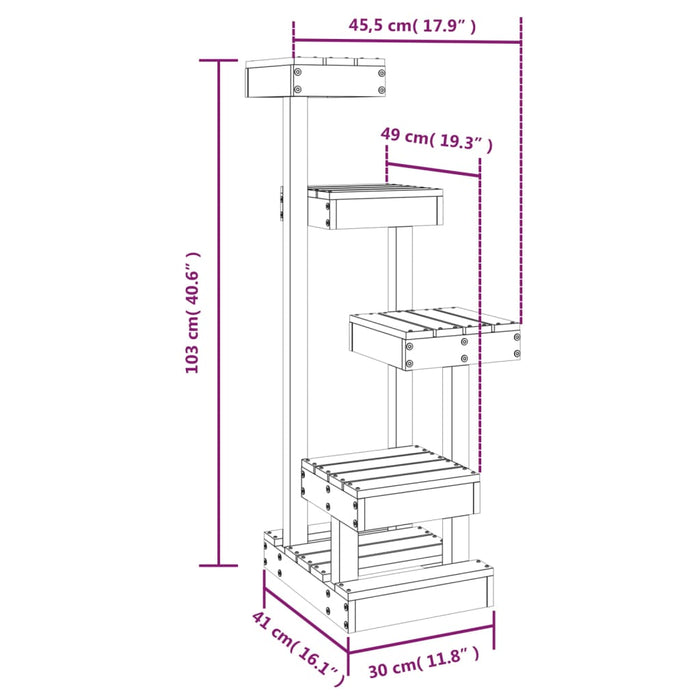 Kattetre hvit 45,5x49x103 cm heltre furu