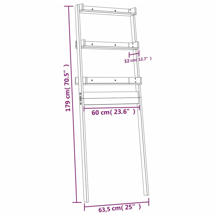 Baderomshylle hvit 63,5x32x179 cm heltre furu