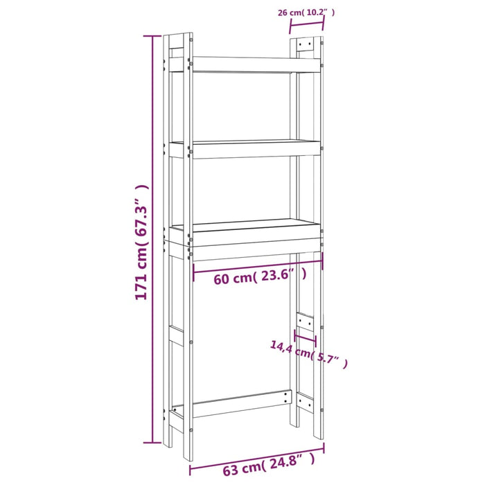 Baderomshylle hvit 63x26x171 cm heltre furu