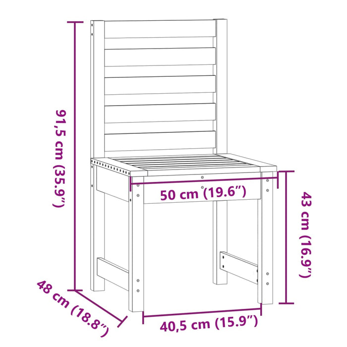 Hagestoler 2 stk grå 40,5x48x91,5 cm heltre furu