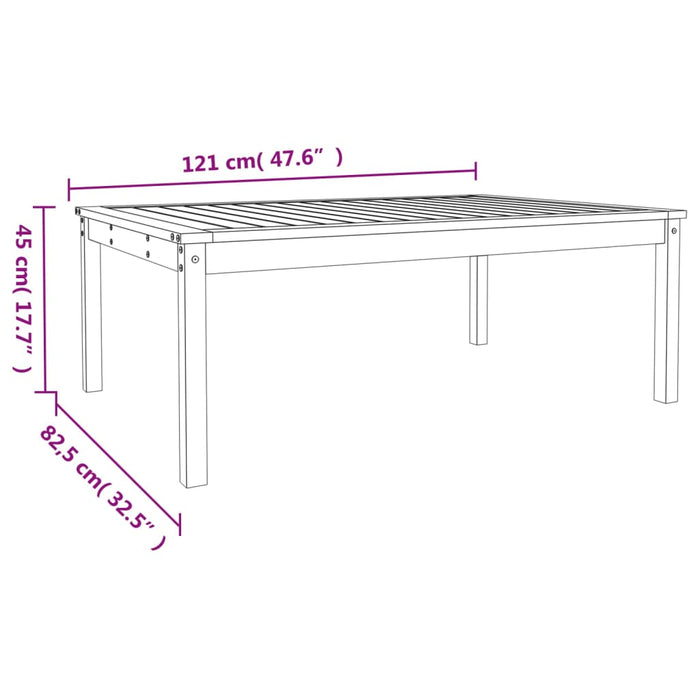 Hagebord hvit 121x82,5x45 cm heltre furu