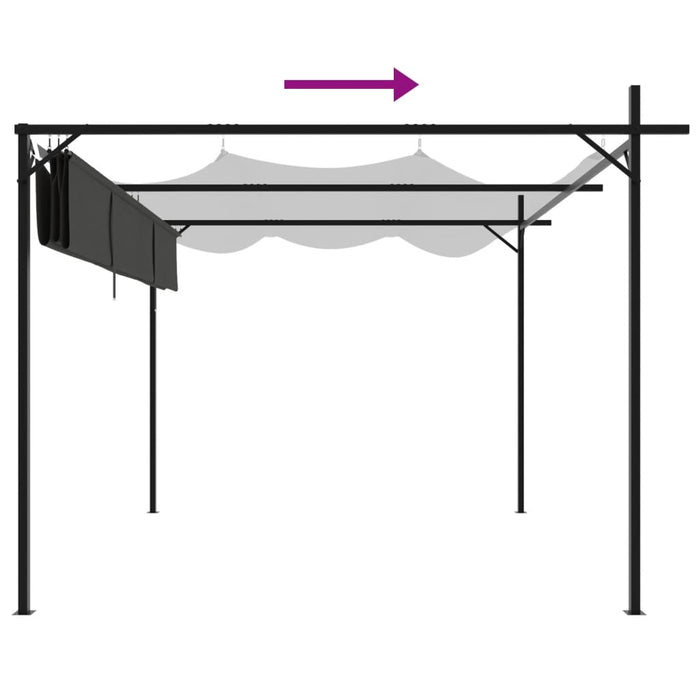 Pergola med uttrekkbar tak antrasitt 295x292x230 cm