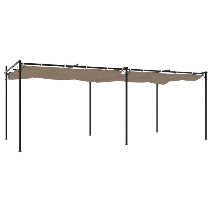 Pergola med uttrekkbar tak gråbrun 589x292x230 cm
