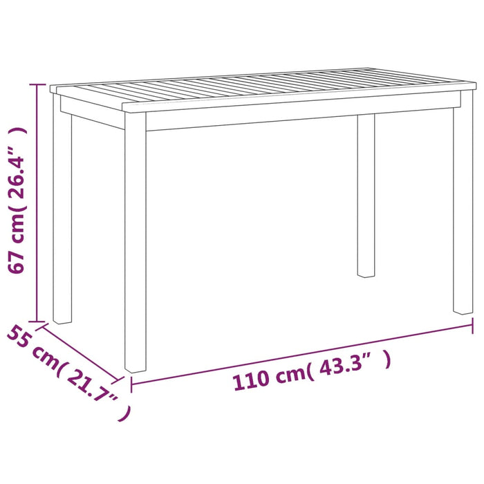 Hagebord 110x55x67 cm heltre akasie