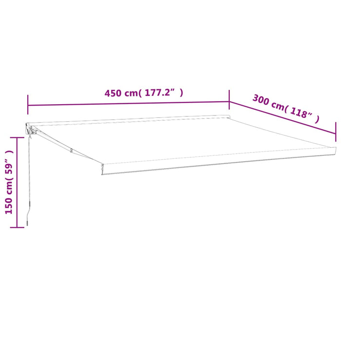 Uttrekkbar markise oransje og brun 4,5x3 m stoff og aluminium