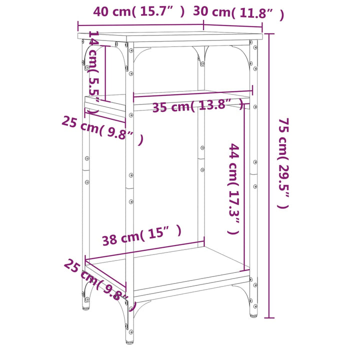 Sidebord svart 40x30x75 cm konstruert tre