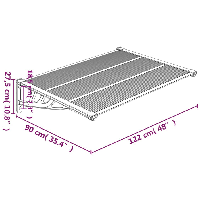 Skjermtak svart og gjennomsiktig 122x90 cm polykarbonat