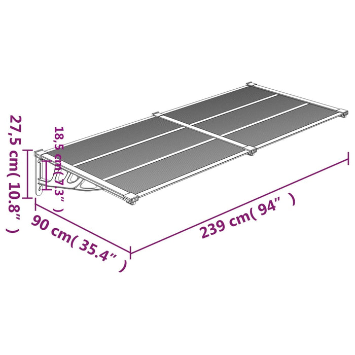 Skjermtak svart 239x90 cm polykarbonat