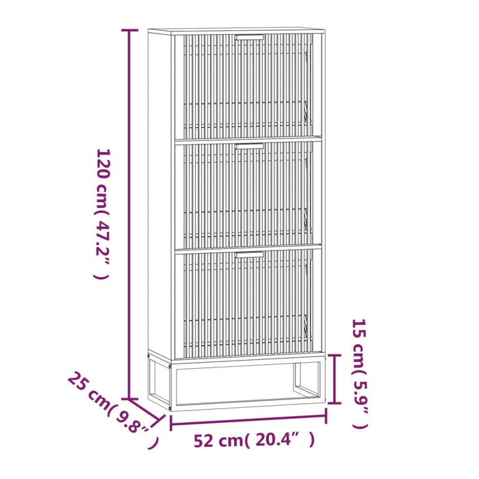 Skoskap hvit 52x25x120 cm konstruert tre