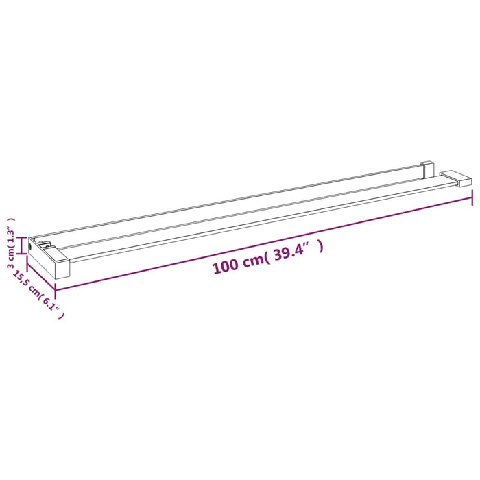 Dusjhylle for dusjvegg svart 100 cm aluminium