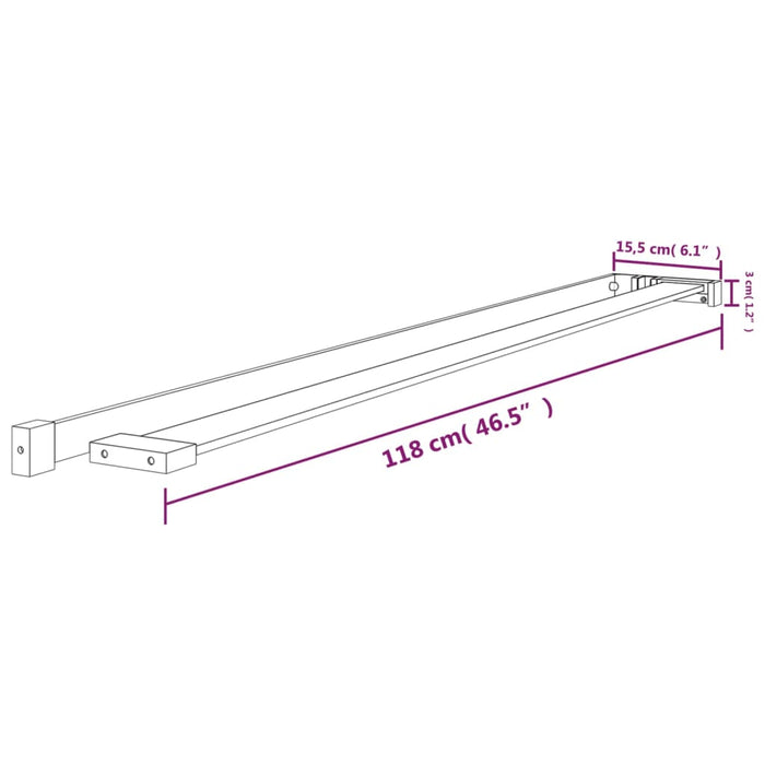 Dusjhylle for dusjvegg svart 118 cm aluminium