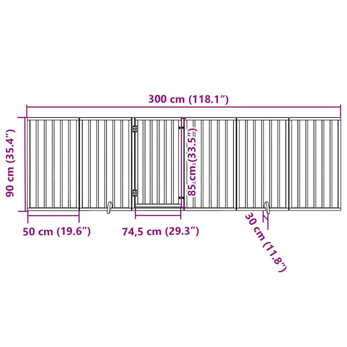 Hundeport sammenleggbar 6 paneler 300 cm poppeltre