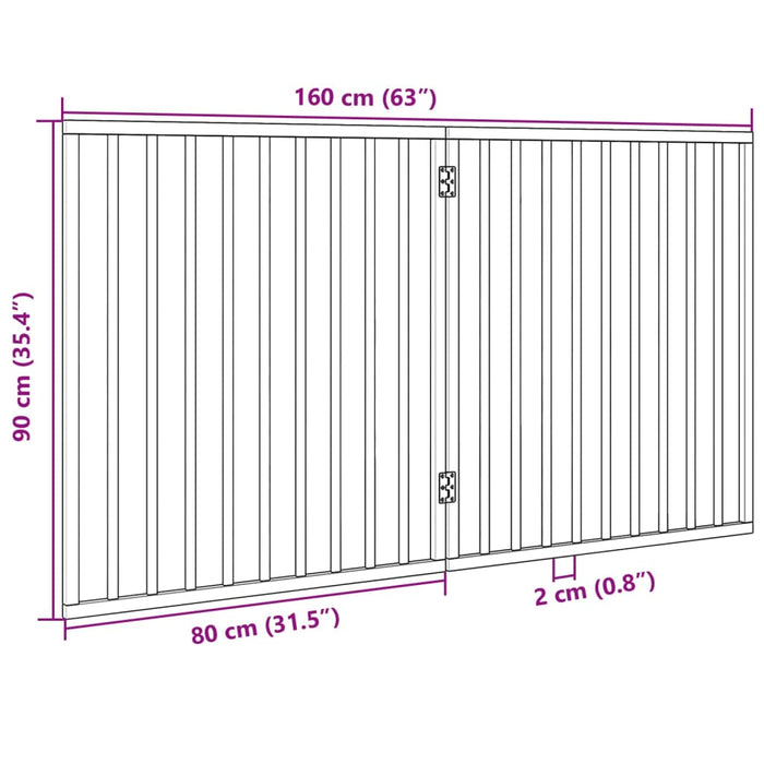 Hundeport sammenleggbar 2 paneler 160 cm poppeltre