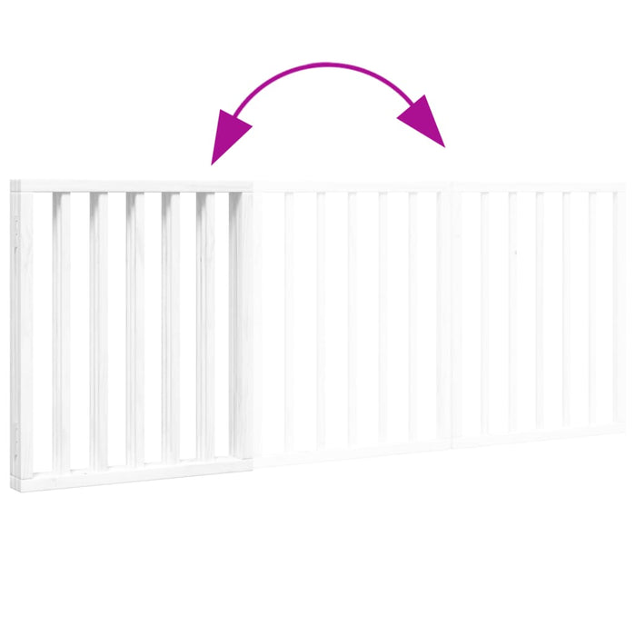 Hundeport sammenleggbar 3 paneler hvit 150 cm poppeltre