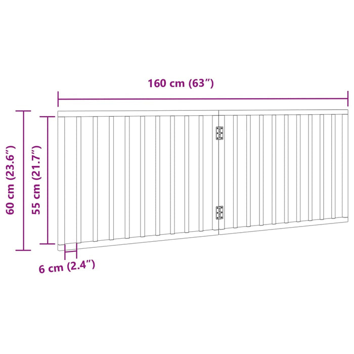 Hundeport sammenleggbar 2 paneler svart 160 cm poppeltre