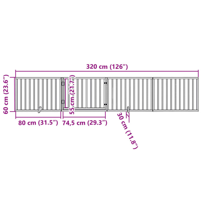 Hundeport sammenleggbar 4 paneler brun 320 cm poppeltre