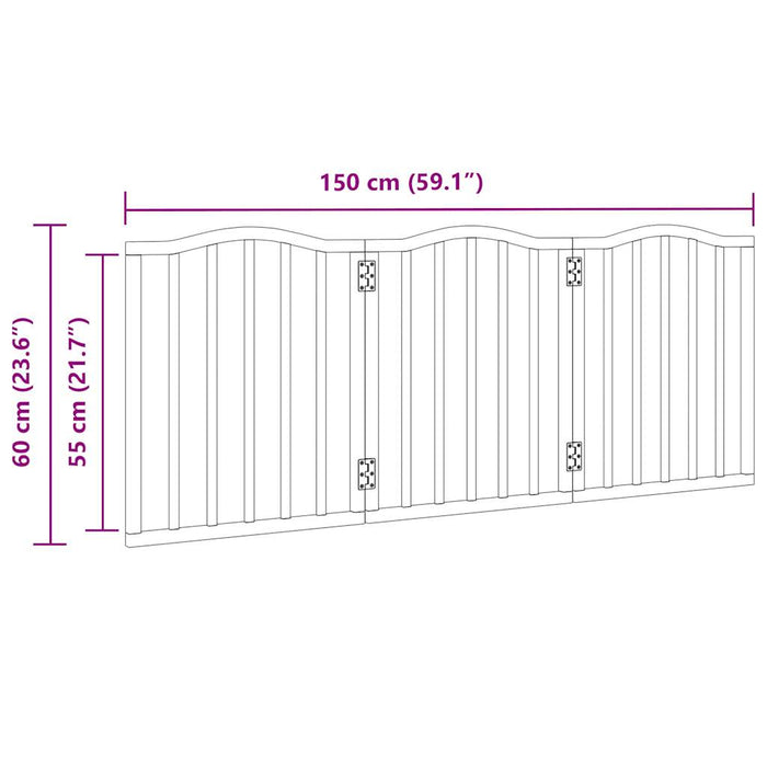 Hundeport sammenleggbar 3 paneler 150 cm poppeltre