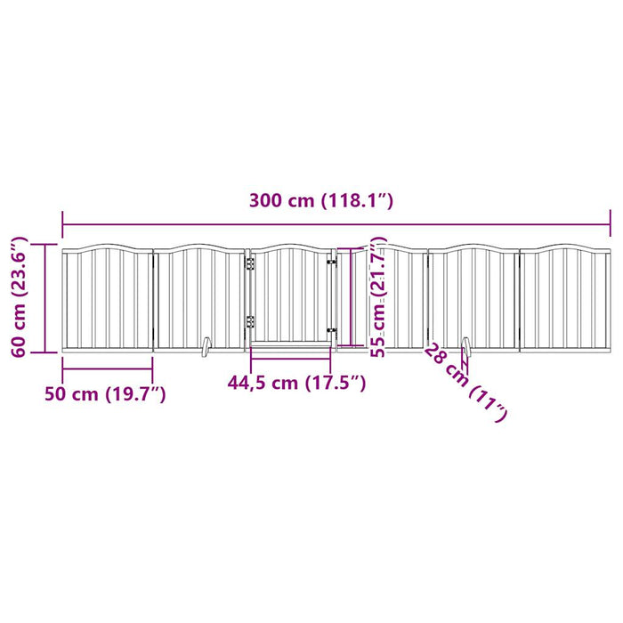 Hundeport sammenleggbar 6 paneler 300 cm poppeltre