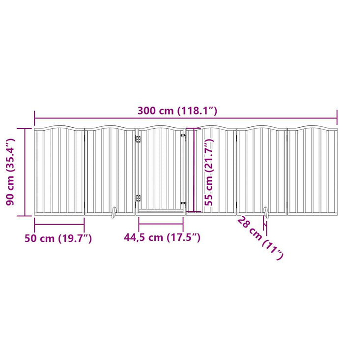 Hundeport sammenleggbar 6 paneler 300 cm poppeltre