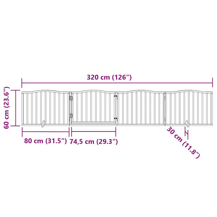 Hundeport sammenleggbar 4 paneler 320 cm poppeltre