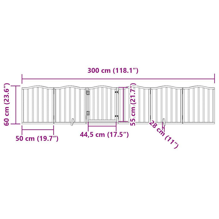 Hundeport sammenleggbar 6 paneler hvit 300 cm poppeltre