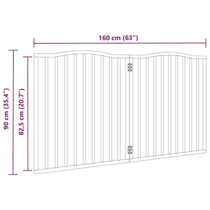 Hundeport sammenleggbar 2 paneler hvit 160 cm poppeltre