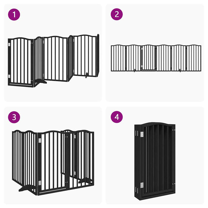 Hundeport sammenleggbar 6 paneler svart 300 cm poppeltre