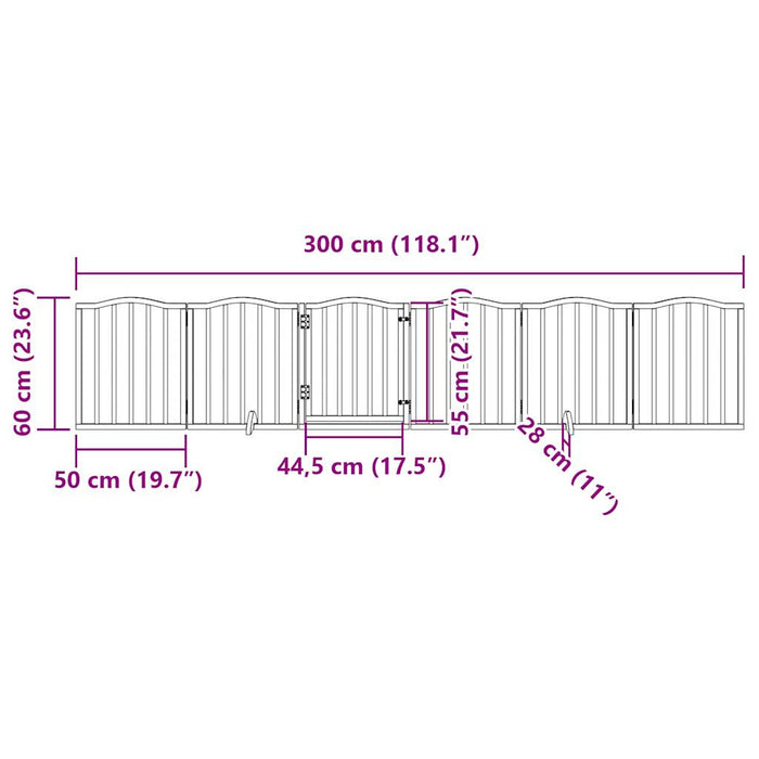 Hundeport sammenleggbar 6 paneler brun eik 300 cm poppeltre