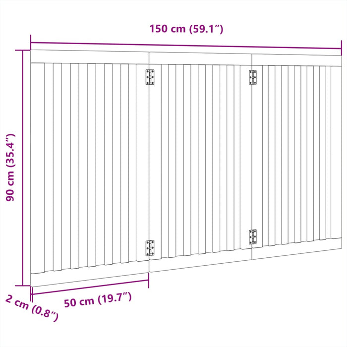 Hundeport sammenleggbar 3 paneler 150 cm poppeltre