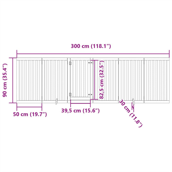 Hundeport sammenleggbar 6 paneler 300 cm poppeltre