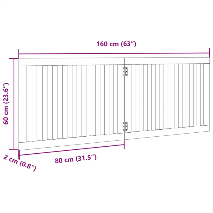 Hundeport sammenleggbar 2 paneler 160 cm poppeltre