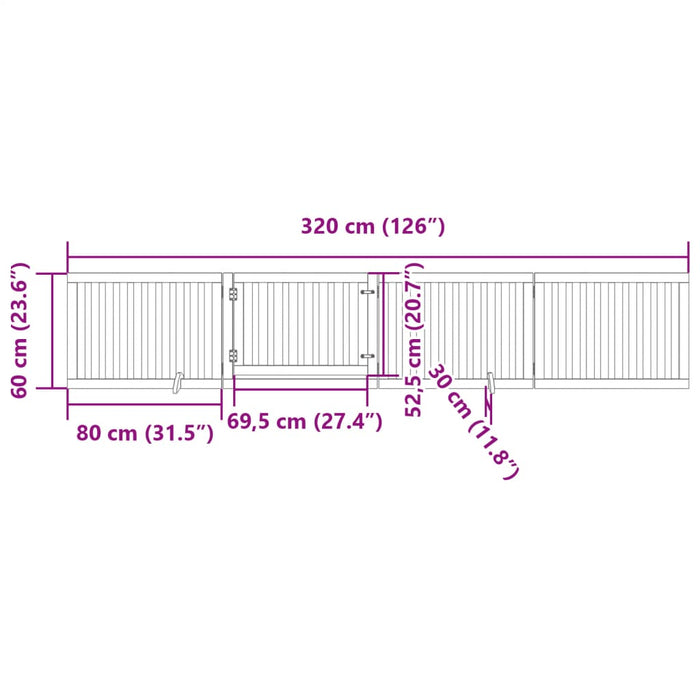 Hundeport sammenleggbar 4 paneler 300 cm poppeltre