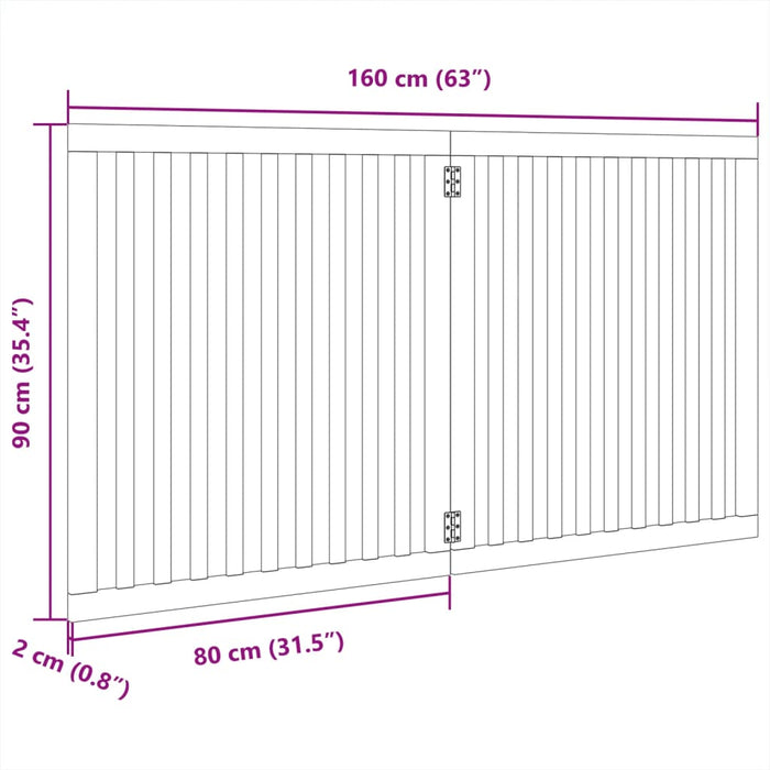 Hundeport sammenleggbar 2 paneler 160 cm poppeltre