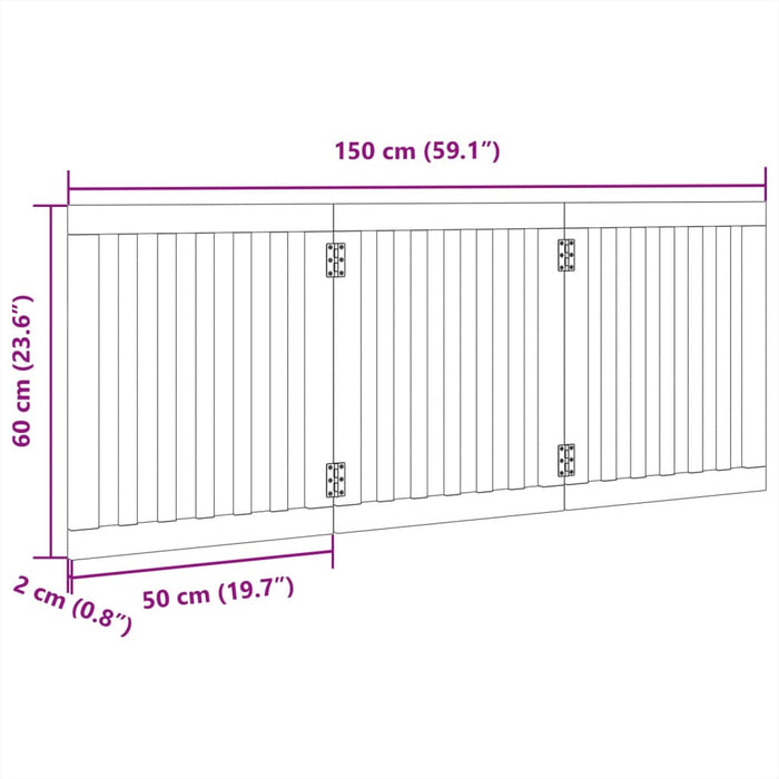 Hundeport sammenleggbar 3 paneler hvit 150 cm poppeltre