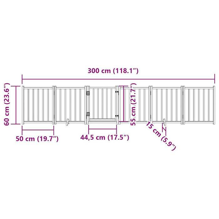 Hundeport sammenleggbar 6 paneler 300 cm heltre gran