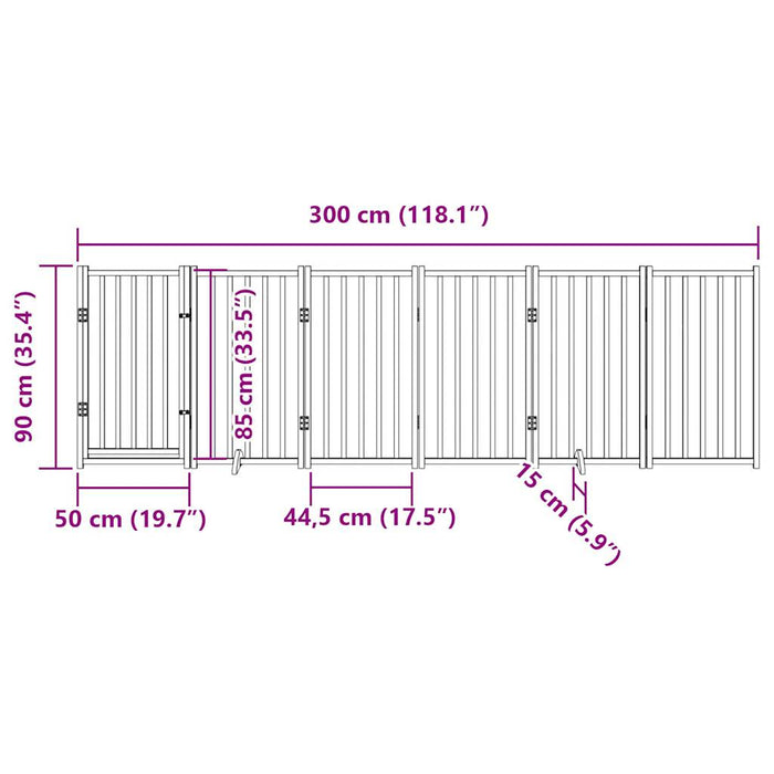 Hundeport sammenleggbar 6 paneler 300 cm heltre gran