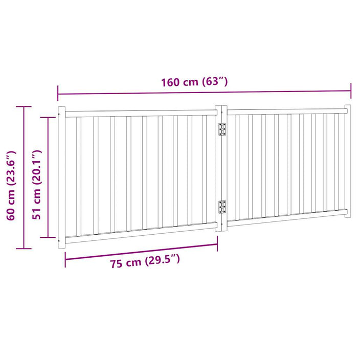 Hundeport sammenleggbar 2 paneler 160 cm heltre gran