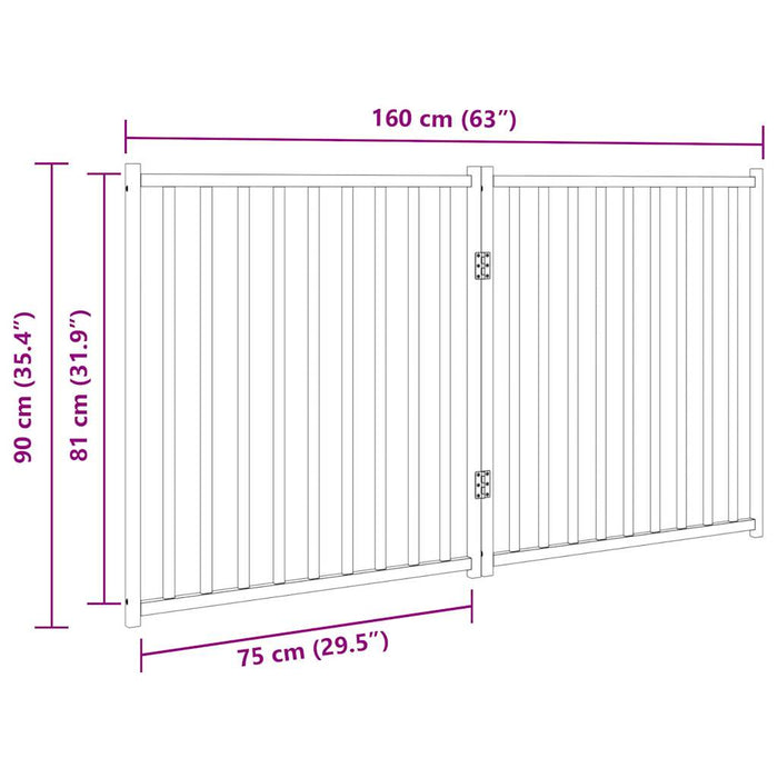 Hundeport sammenleggbar 3 paneler 150 cm heltre gran