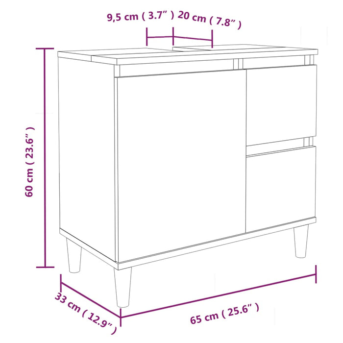 Baderomsskap svart 65x33x60 cm konstruert tre