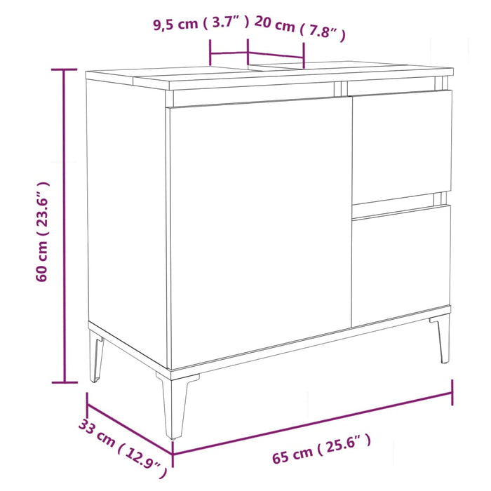 Baderomsskap svart 65x33x60 cm konstruert tre