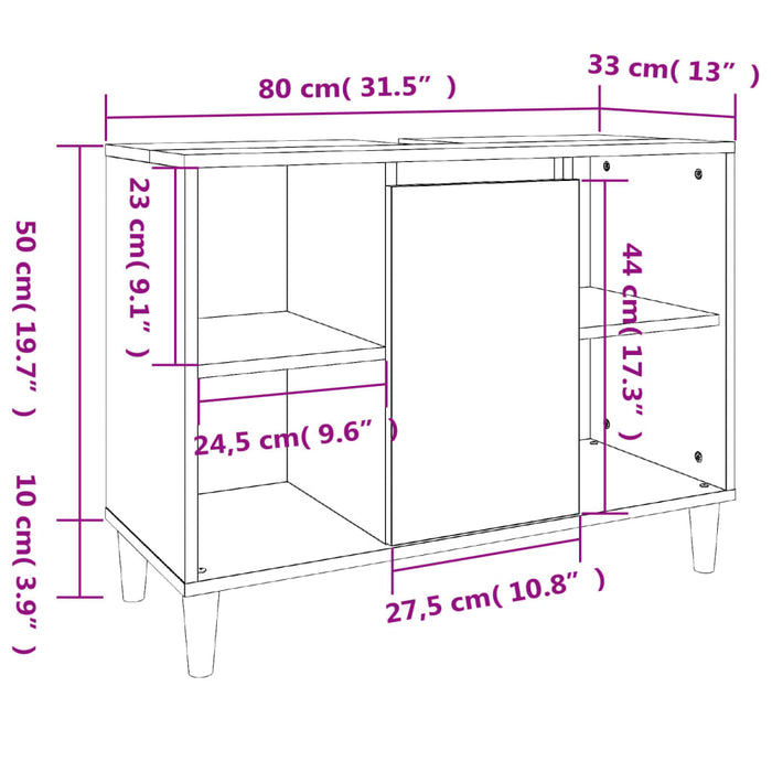 Servantskap sonoma eik 80x33x60 cm konstruert tre