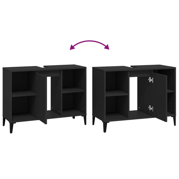 Servantskap svart 80x33x60 cm konstruert tre