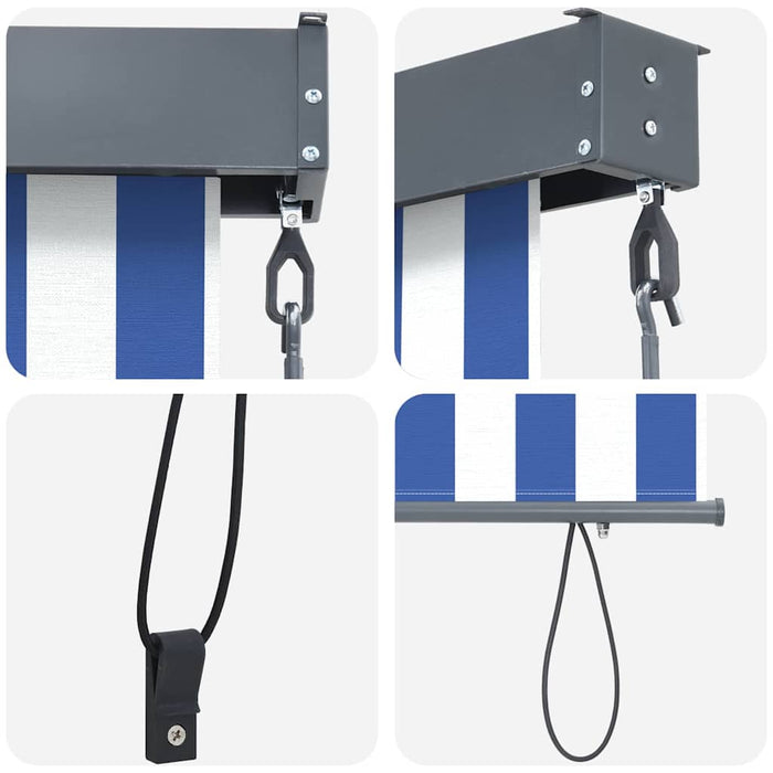 Utendørs Rullegardin Striped Blå og hvite 220 x 250 cm stoff