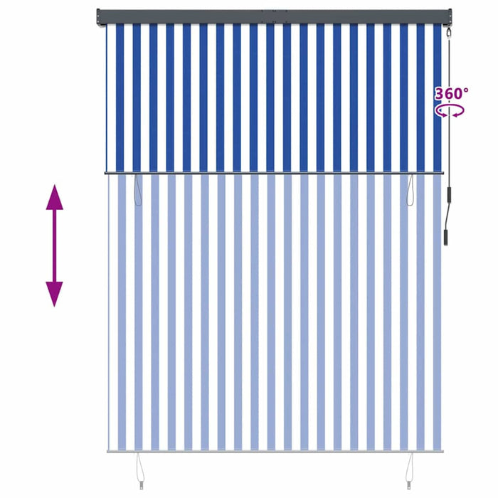 Utendørs Rullegardin Striped Blå og hvite 220 x 250 cm stoff