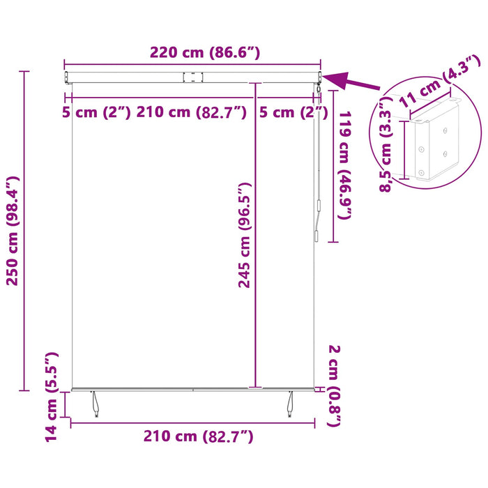 Utendørs Rullegardin Striped Blå og hvite 220 x 250 cm stoff