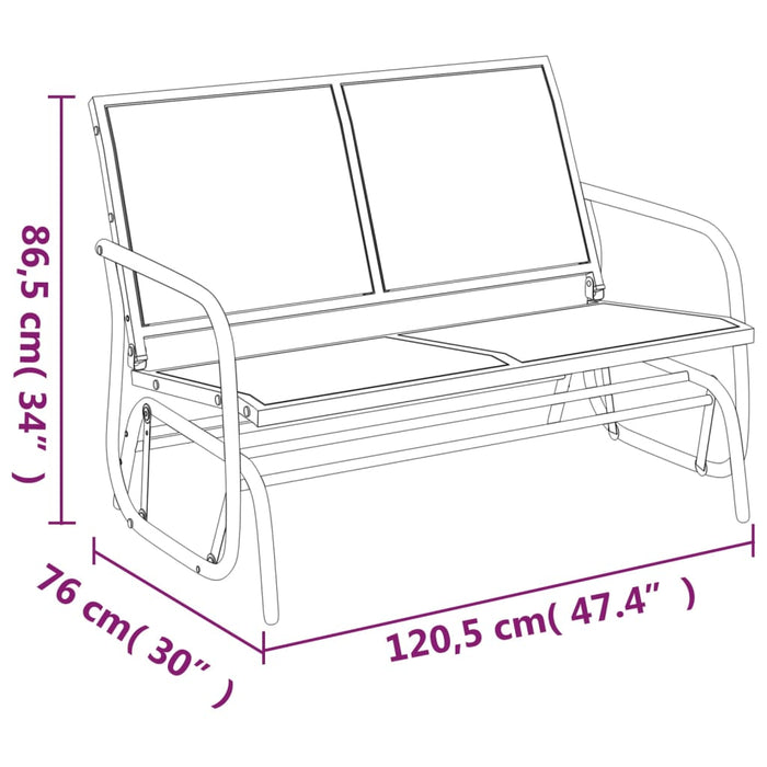 Huskebenk for hage svart 120,5x76x86,5 cm textilene og stål